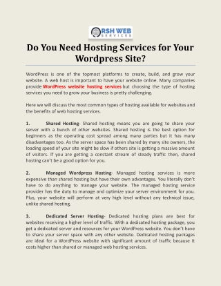 Do You Need Hosting Services for Your Wordpress Site?