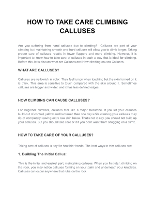 HOW TO TAKE CARE CLIMBING CALLUSES