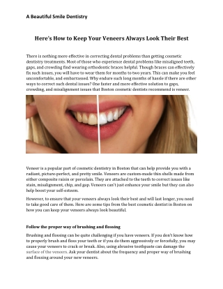 Here’s How to Keep Your Veneers Always Look Their Best