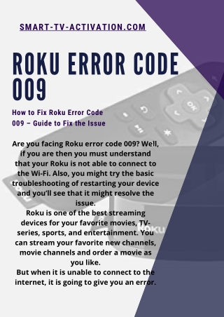 How Can Fix Roku Error Code 009