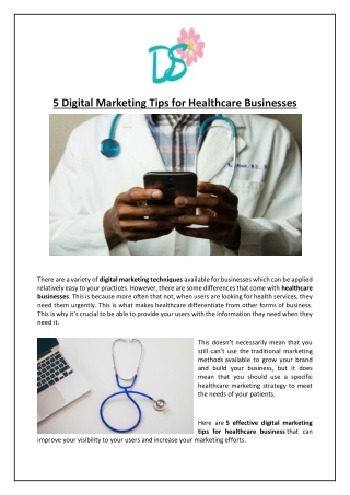 5 Digital Marketing Tips for Healthcare Businesses