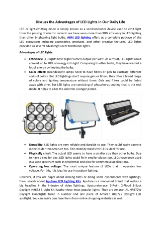 Discuss the Advantages of LED Lights in Our Daily Life