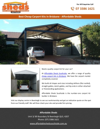 Best Cheap Carport Kits In Brisbane - Affordable Sheds