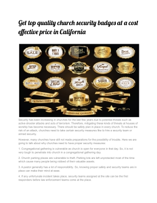 Get top quality church security badges at a cost effective price in California