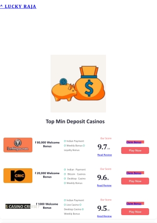 Min Deposit Casinos In India