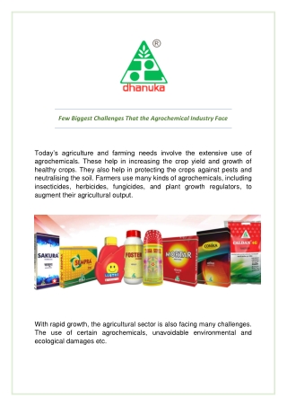 Few Biggest Challenges That the Agrochemical Industry Face