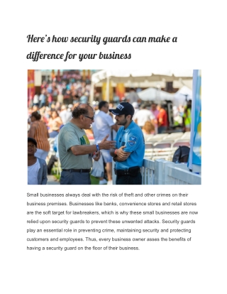 Here’s how security guards can make a difference for your business