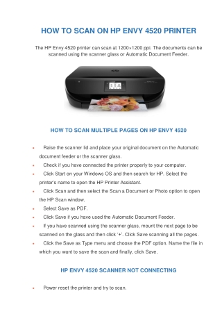 How to Scan on HP Envy 4520 | Fix HP 4520 Scanner Not Connecting