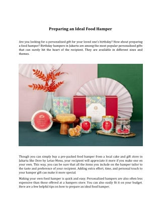 Preparing an Ideal Food Hamper