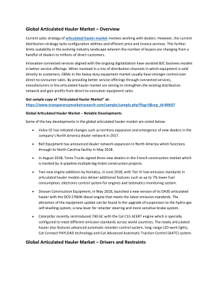 Articulated Hauler Market Dynamics and Forecast From 2020 - 2030