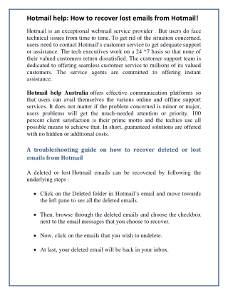 Hotmail help: How to recover lost emails from Hotmail!