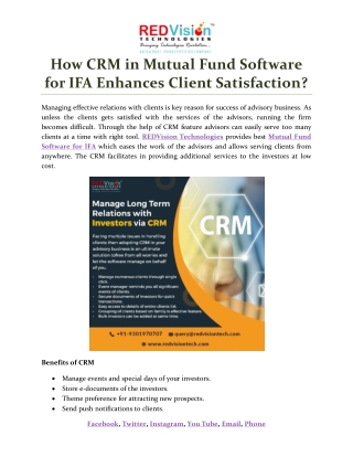 How CRM in Mutual Fund Software for IFA enhances client satisfaction