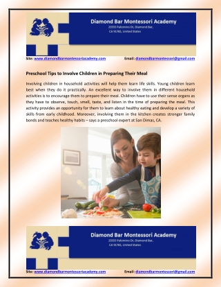 Preschool Tips to Involve Children in Preparing Their Meal