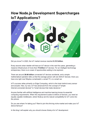 How Node.js Development Supercharges IoT Applications?