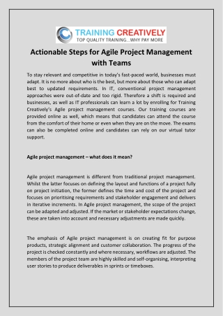 Actionable Steps for Agile Project Management with Teams