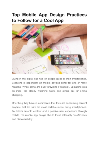 Top Mobile App Design Practices to Follow for a Cool App