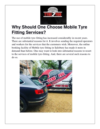 Why Should One Choose Mobile Tyre Fitting Services?