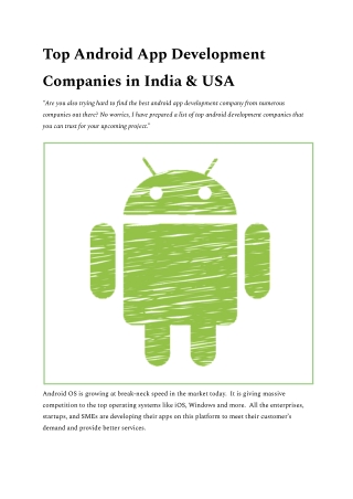 Top Android Development Companies in India & USA