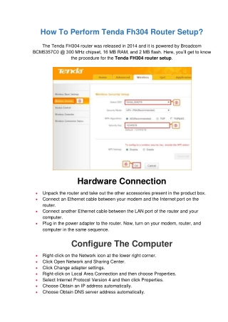 How To Perform Tenda FH304 Router Setup? | Simple Guide
