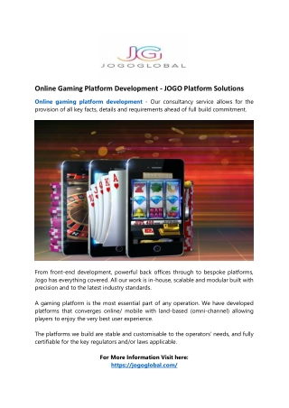 Online Gaming Platform Development - JOGO Platform Solutions