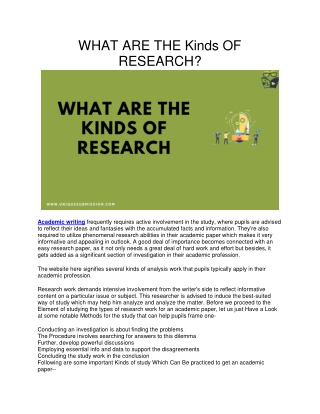 WHAT ARE THE KIND OF RESEARCH