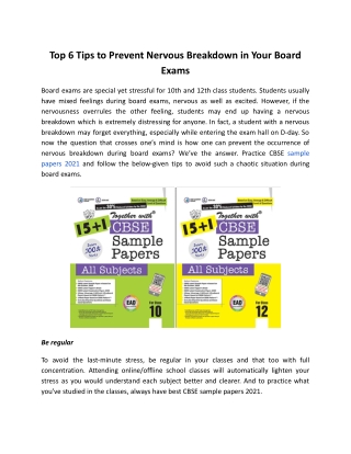 Top 6 Tips to Prevent Nervous Breakdown in Your Board Exams