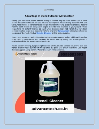 Stencil Cleaner Online- Advancetech