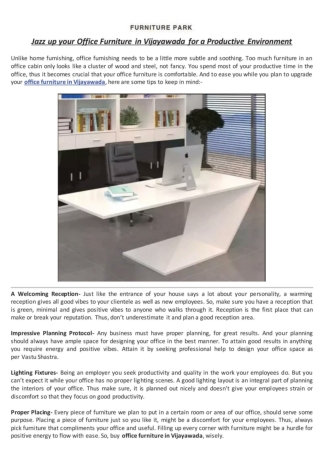 Jazz up your Office Furniture in Vijayawada for a Productive Environment