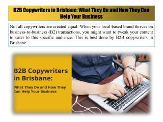 B2B Copywriters in Brisbane: What They Do and How They Can Help Your Business