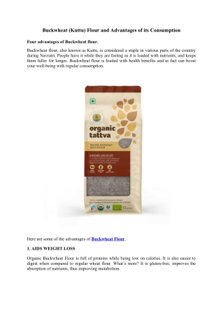 Buckwheat (Kuttu) Flour and Advantages of its Consumption