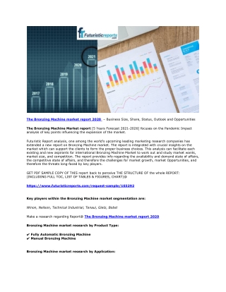 Pandemic Impact OnThe Bronzing Machine market report 2020  – Business Size, Share, Status, Outlook and Opportunities