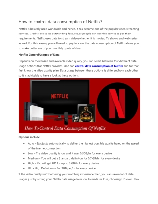 How to control data consumption of Netflix?