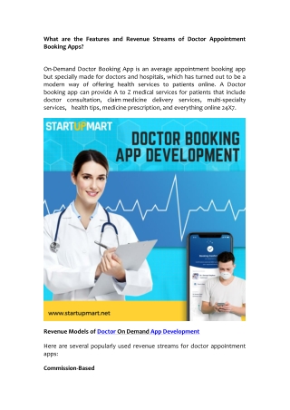 What are the Features and Revenue Streams of Doctor Appointment Booking Apps?