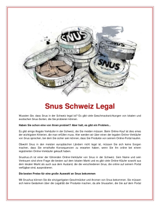 Snus Schweiz Legal