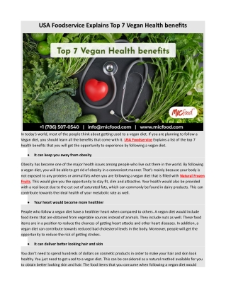 USA Foodservice Explains Top 7 Vegan Health benefits