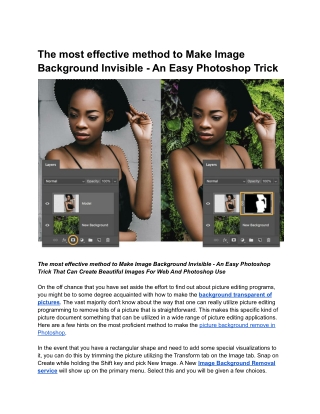 The most effective method to Make Image Background Invisible - An Easy Photoshop Trick
