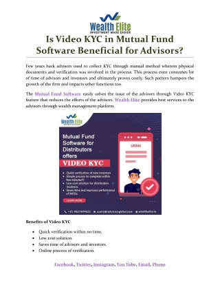 Is Video KYC in Mutual Fund Software Beneficial for Advisors