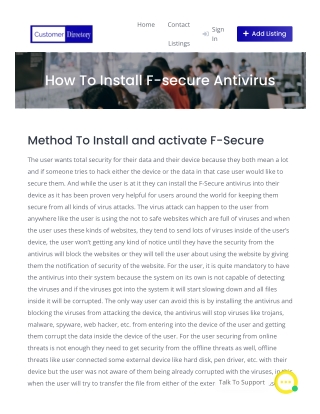 How to Install F-Secure Antivirus 1-888-315-5450 Install F-Secure Antivirus