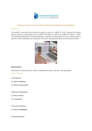 Exhaustive Study on E-Learning Service Market