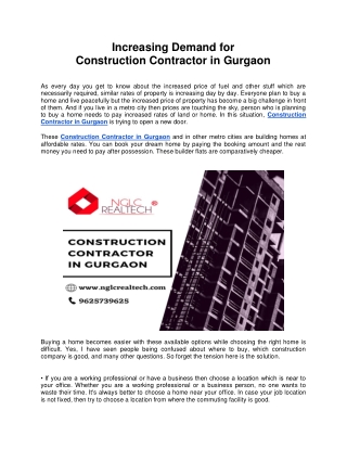 Right Construction Contractor in Gurgaon