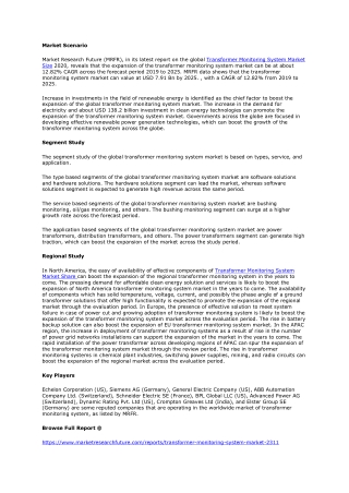 Transformer Monitoring System Market Size: 2021 Demand, Future Estimations