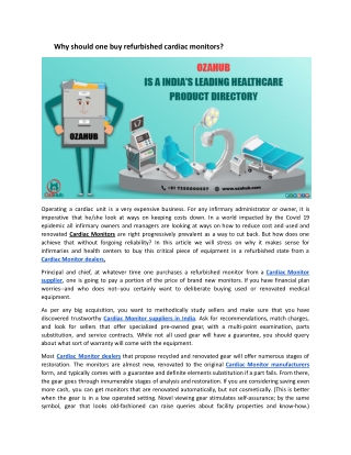 Why should one buy refurbished cardiac monitors?