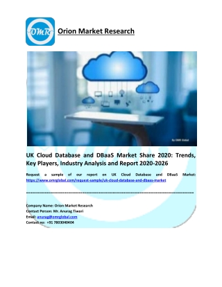 UK Cloud Database and DBaaS Market to 2026, Future Outlook, COVID-19 Impact Analysis, Forecast 2020-2026