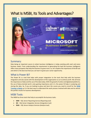 What Is MSBI, Its Tools and Advantages?