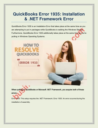 How to Fix QuickBooks Error 1935 .Net Framework Error?