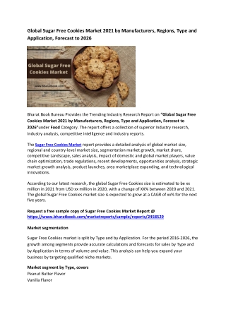Global Sugar Free Cookies Market Research Report 2021-2026