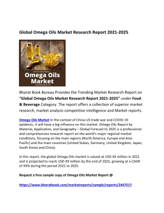 Global Omega Oils Market Forecast 2021-2025