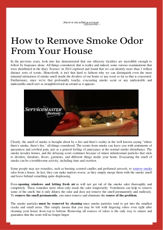 How to Remove Smoke Odor From Your House