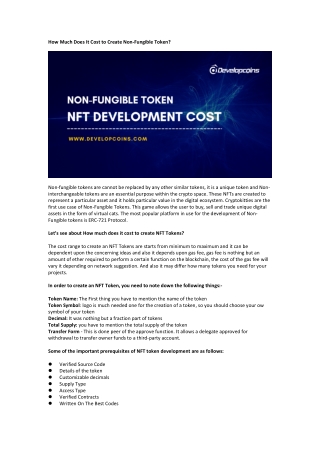 How Much Does It Cost to Create Non-Fungible Token?