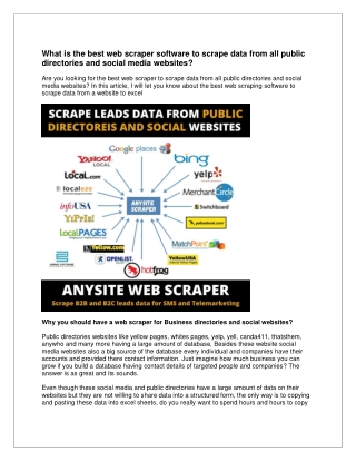 Web scraper to scrape public directories & social media sites